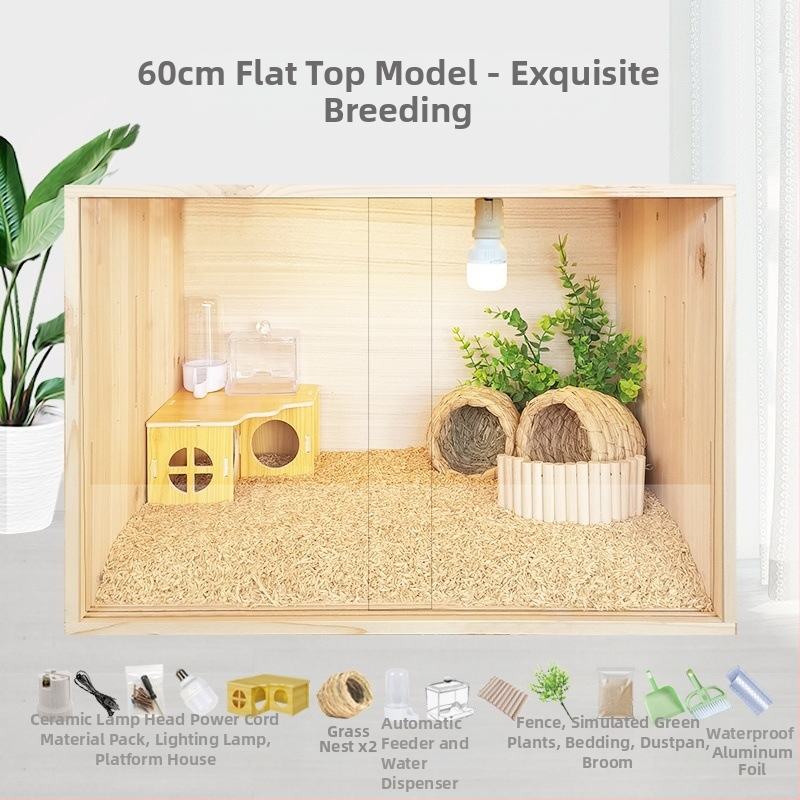 Клетка за развъждане на пъдпъдъци от масивно дърво с изолирана камера за хамстери и пъдпъдъци