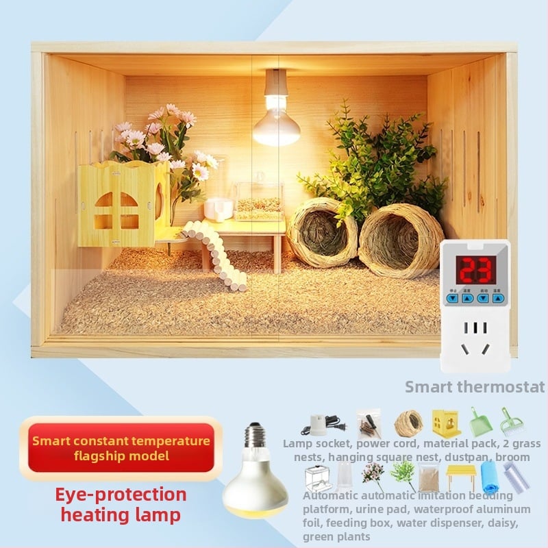 Клетка за развъждане на пъдпъдъци от масивно дърво с изолирана камера за хамстери и пъдпъдъци