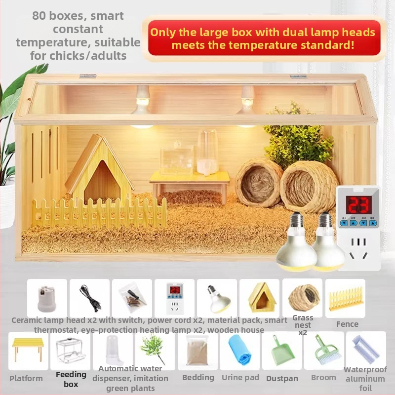 Клетка за развъждане на пъдпъдъци от масивно дърво с изолирана камера за хамстери и пъдпъдъци