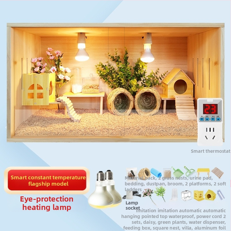 Клетка за развъждане на пъдпъдъци от масивно дърво с изолирана камера за хамстери и пъдпъдъци