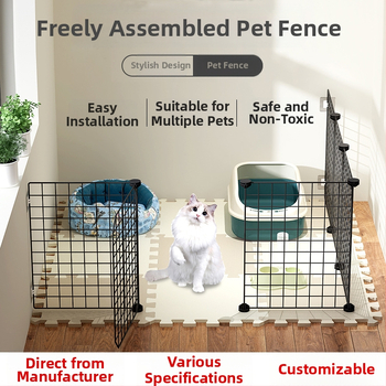 Iekštelpu mājdzīvnieku siena - kaķu aizsardzības vārti, modulāra barjera maziem un vidējiem suņiem, dzelzs stieple, zīmols Seven, imports: Nē