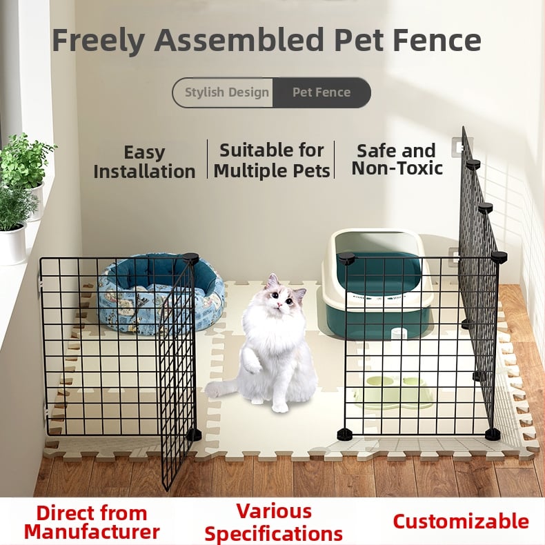 Iekštelpu mājdzīvnieku siena - kaķu aizsardzības vārti, modulāra barjera maziem un vidējiem suņiem, dzelzs stieple, zīmols Seven, imports: Nē