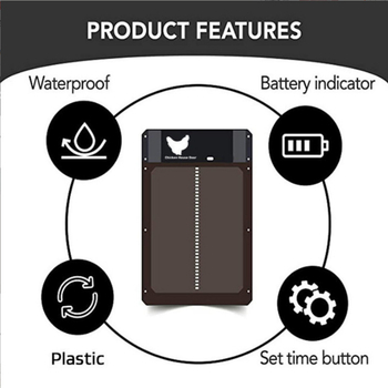 Automatinės šviesos jutiklio durys vištų voljerui (Medžiaga: Plastikas; Kilmė: Zhejiang; Importas: Ne; Prekės ženklas: Kitas)