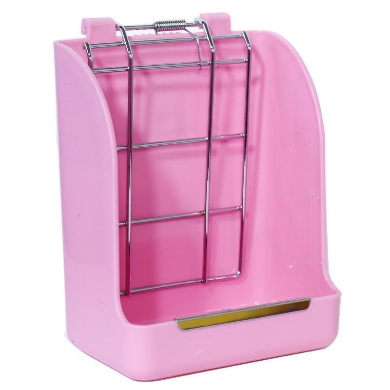 Coș de hrană pentru porcușor de Guinea și iepuri; suport pentru fân (Material: Plastic + plasă de fier; Brand: Sally; Potrivit pentru: porcușori de Guinea, iepuri și alte animale mici)