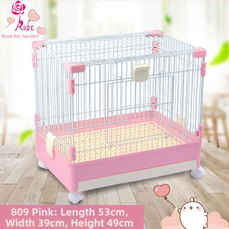 Пластмасова клетка за зайци с издърпващ се лотък за автоматично почистване, двуетажна клетка за домашни любимци
