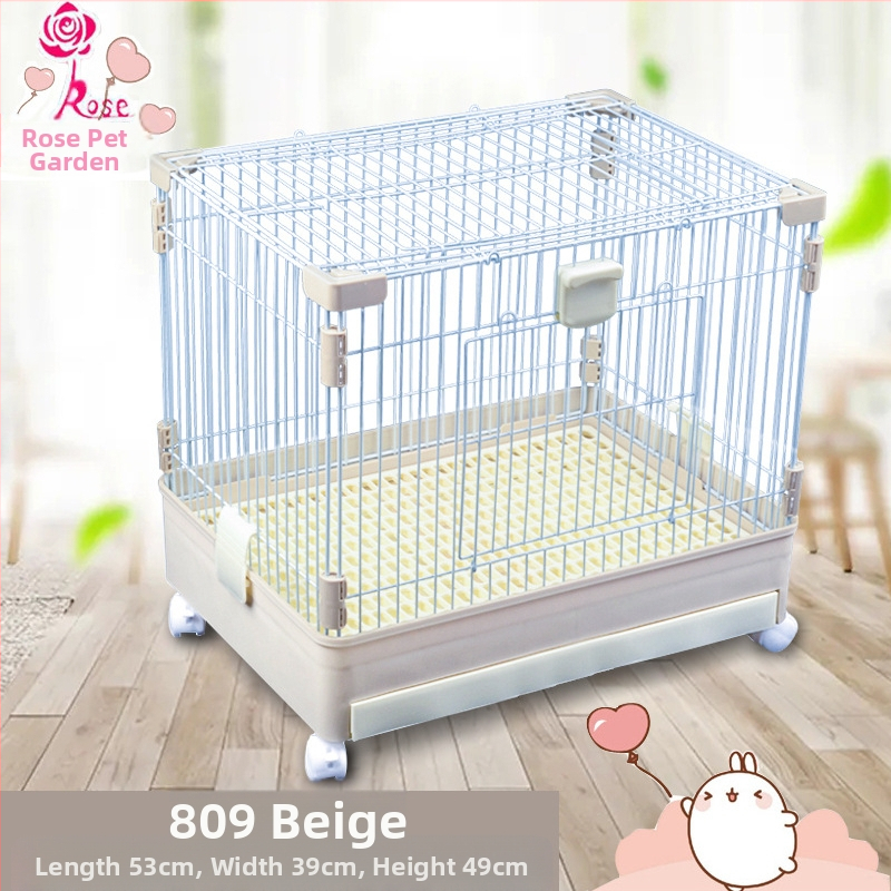 Пластмасова клетка за зайци с издърпващ се лотък за автоматично почистване, двуетажна клетка за домашни любимци