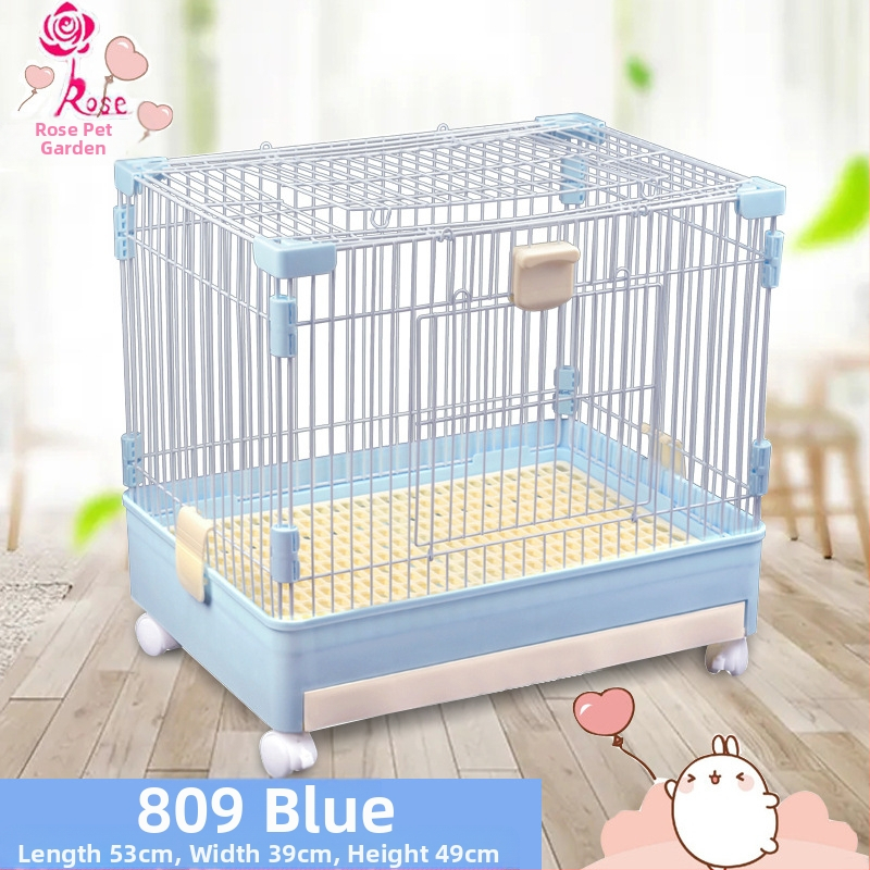 Пластмасова клетка за зайци с издърпващ се лотък за автоматично почистване, двуетажна клетка за домашни любимци