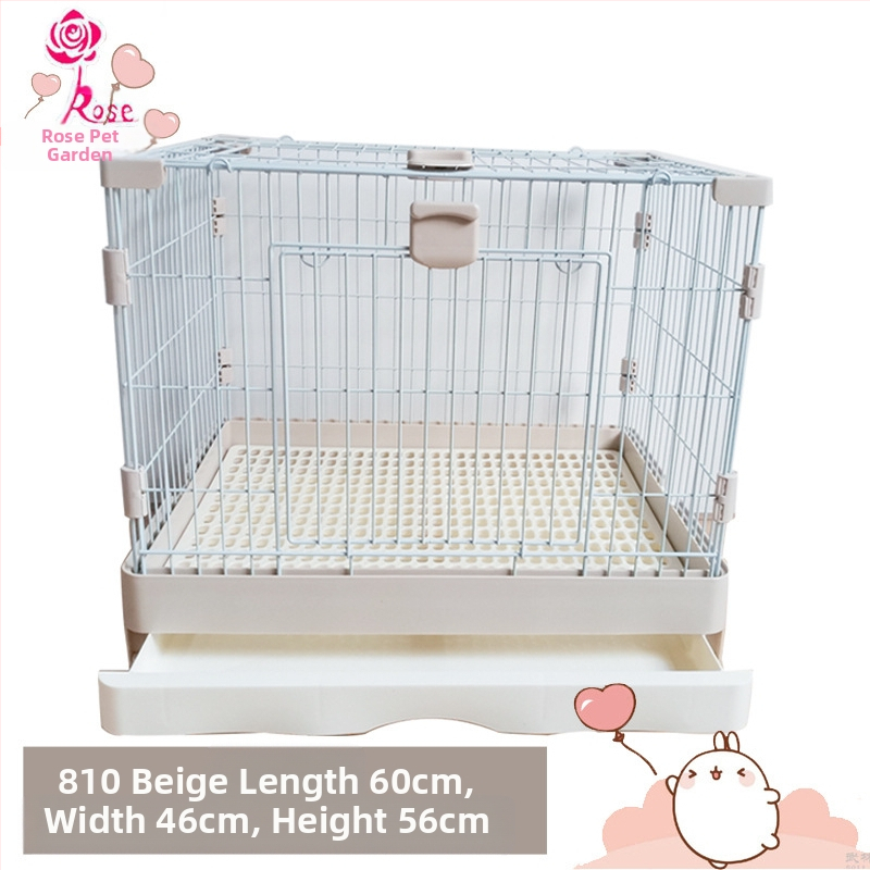 Пластмасова клетка за зайци с издърпващ се лотък за автоматично почистване, двуетажна клетка за домашни любимци