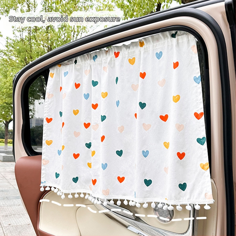 Automobilio lango skydelis su gėlių raštu, medvilnės audinys, tvirtinimas siurbimo puodeliu, universalus pritaikymas langams, saulės apsauga ir šilumos izoliacija