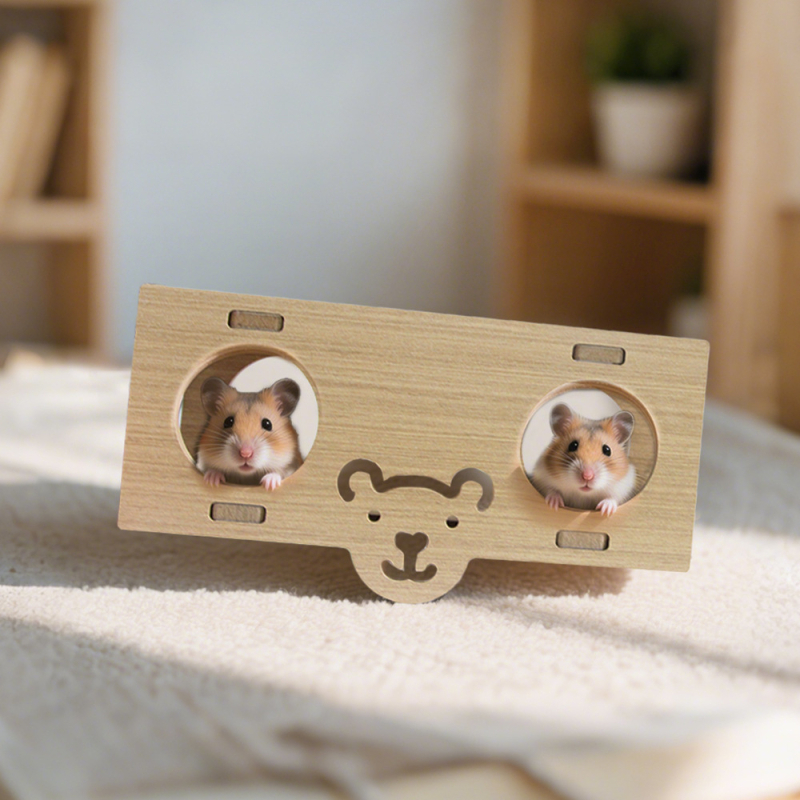 Hamstera koka māja ar guļvietu un divstāvu vilu — ciets koks, Pet taro