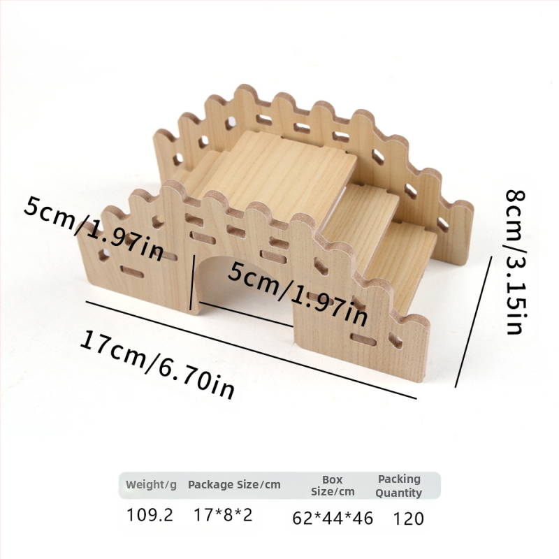 Hamstera koka māja ar guļvietu un divstāvu vilu — ciets koks, Pet taro