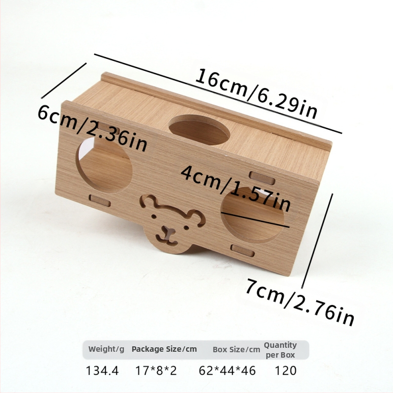 Hamstera koka māja ar guļvietu un divstāvu vilu — ciets koks, Pet taro