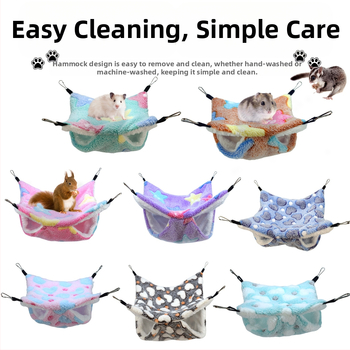 Хамстер висяща двуслойна фланелена хамак-легло, топло спално място за малки домашни любимци