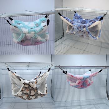 Хамстер висяща двуслойна фланелена хамак-легло, топло спално място за малки домашни любимци