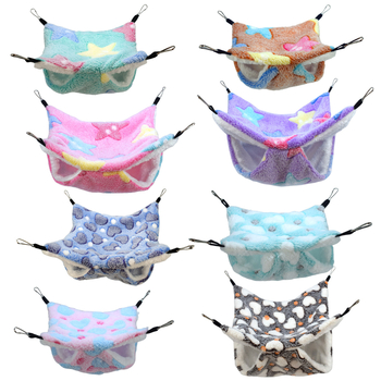 Хамстер висяща двуслойна фланелена хамак-легло, топло спално място за малки домашни любимци