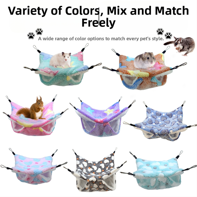 Хамстер висяща двуслойна фланелена хамак-легло, топло спално място за малки домашни любимци
