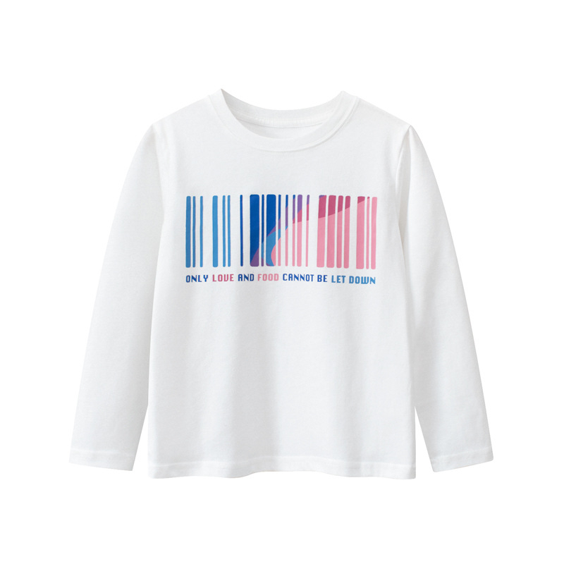 Детска памучна тениска с дълъг ръкав в корейски стил, кръгло деколте, 100% памук, карикатурен принт, есен 2023, подходяща за деца над 8 години