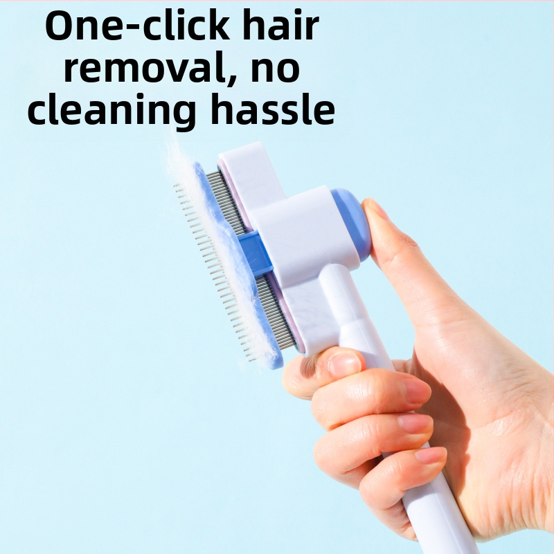 Meow Heart Baby Гребен за домашни любимци за котки и кучета — неръждаема стомана, гребен за бълхи със самопочистване