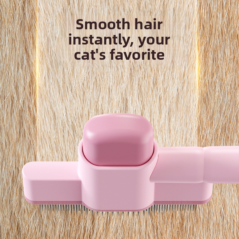 Meow Heart Baby Гребен за домашни любимци за котки и кучета — неръждаема стомана, гребен за бълхи със самопочистване