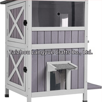 Εξωτερική κατοικία κατοικίδιων - ξύλινο σπιτάκι γάτας, αποσυναρμολογούμενο και συναρμολογούμενο, μάρκα LANYO, υλικό: MDF πλάκα