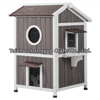 Εξωτερική κατοικία κατοικίδιων - ξύλινο σπιτάκι γάτας, αποσυναρμολογούμενο και συναρμολογούμενο, μάρκα LANYO, υλικό: MDF πλάκα