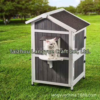 Εξωτερική κατοικία κατοικίδιων - ξύλινο σπιτάκι γάτας, αποσυναρμολογούμενο και συναρμολογούμενο, μάρκα LANYO, υλικό: MDF πλάκα