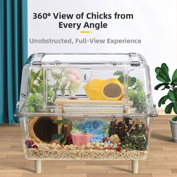 Акрилна клетка за хамстери — прозрачна, вътрешна изолация, пълен комплект за оформяне на хабитат (Weibi)