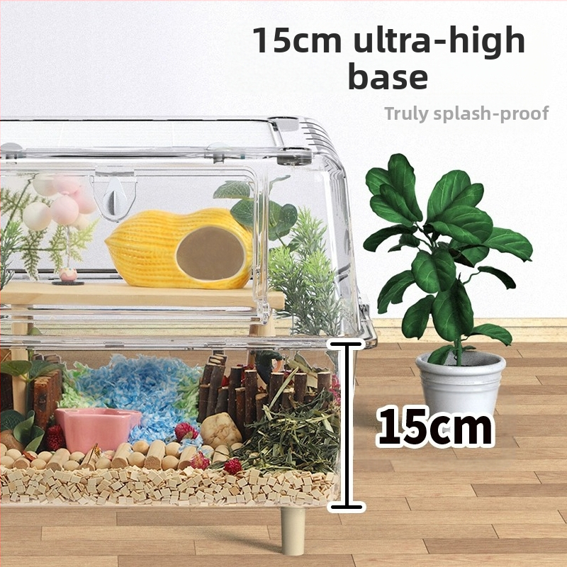 Акрилна клетка за хамстери — прозрачна, вътрешна изолация, пълен комплект за оформяне на хабитат (Weibi)