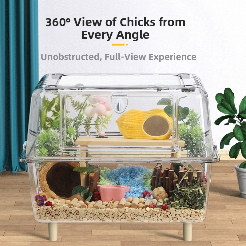 Акрилна клетка за хамстери — прозрачна, вътрешна изолация, пълен комплект за оформяне на хабитат (Weibi)