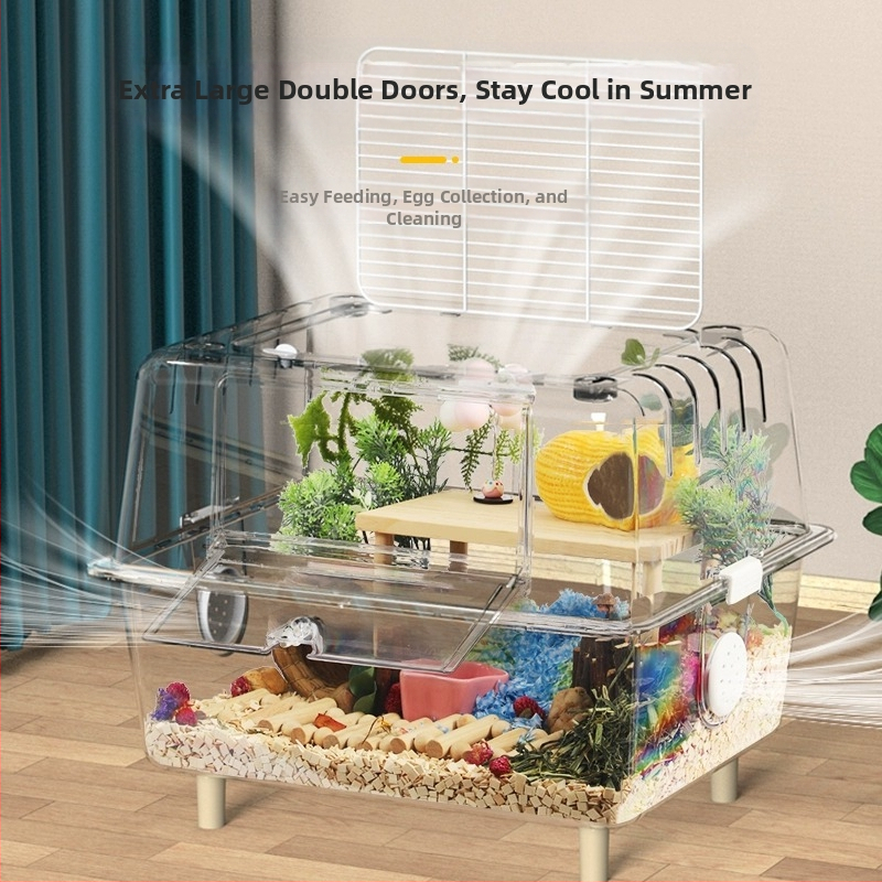 Акрилна клетка за хамстери — прозрачна, вътрешна изолация, пълен комплект за оформяне на хабитат (Weibi)