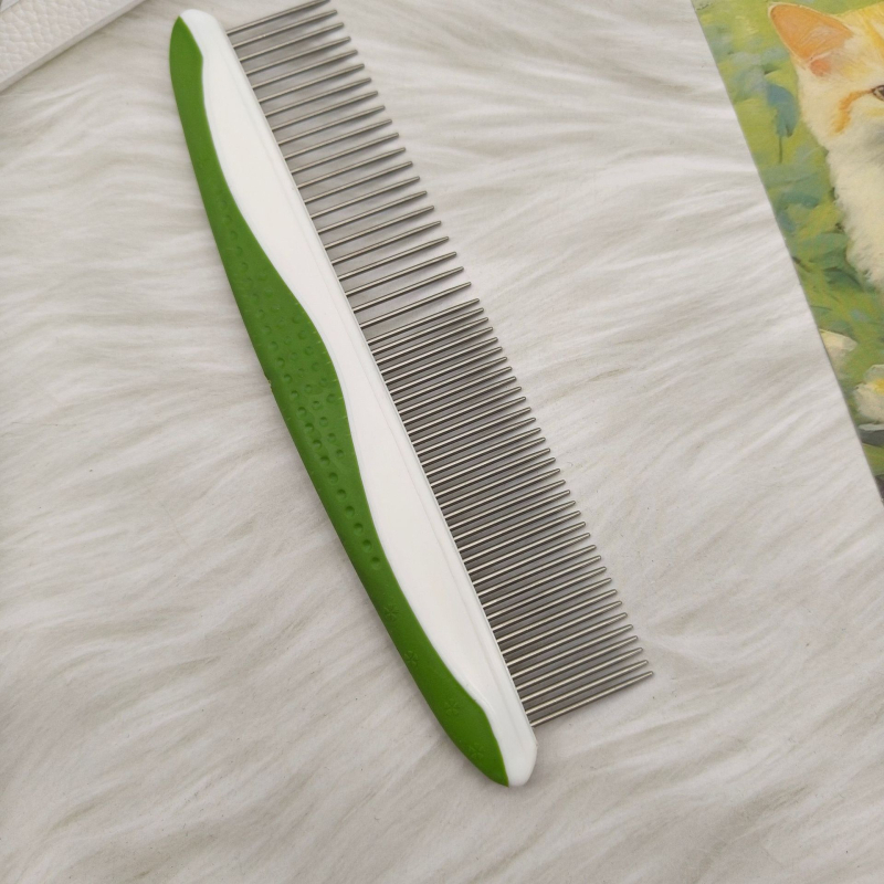 Гребен за домашни любимци за котки и кучета — премахва опадалата козина; материали: TRP, пластмаса и неръждаема стомана; марка Domestic