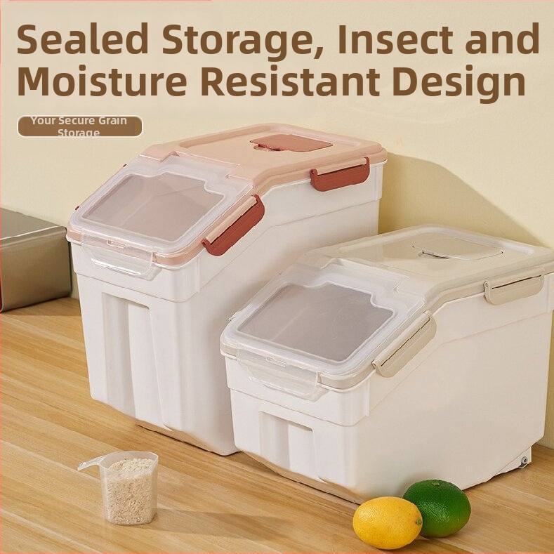 Оризова кофа за съхранение със защита от влага и насекоми • пластмасово PP • капацитет над 10 л • модерен минималистичен стил