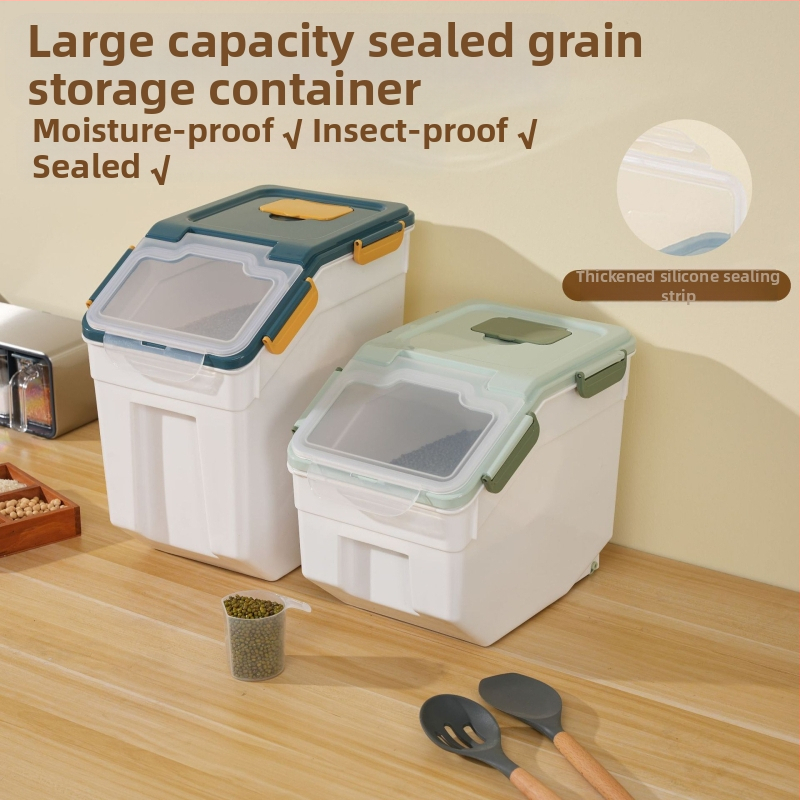 Оризова кофа за съхранение със защита от влага и насекоми • пластмасово PP • капацитет над 10 л • модерен минималистичен стил