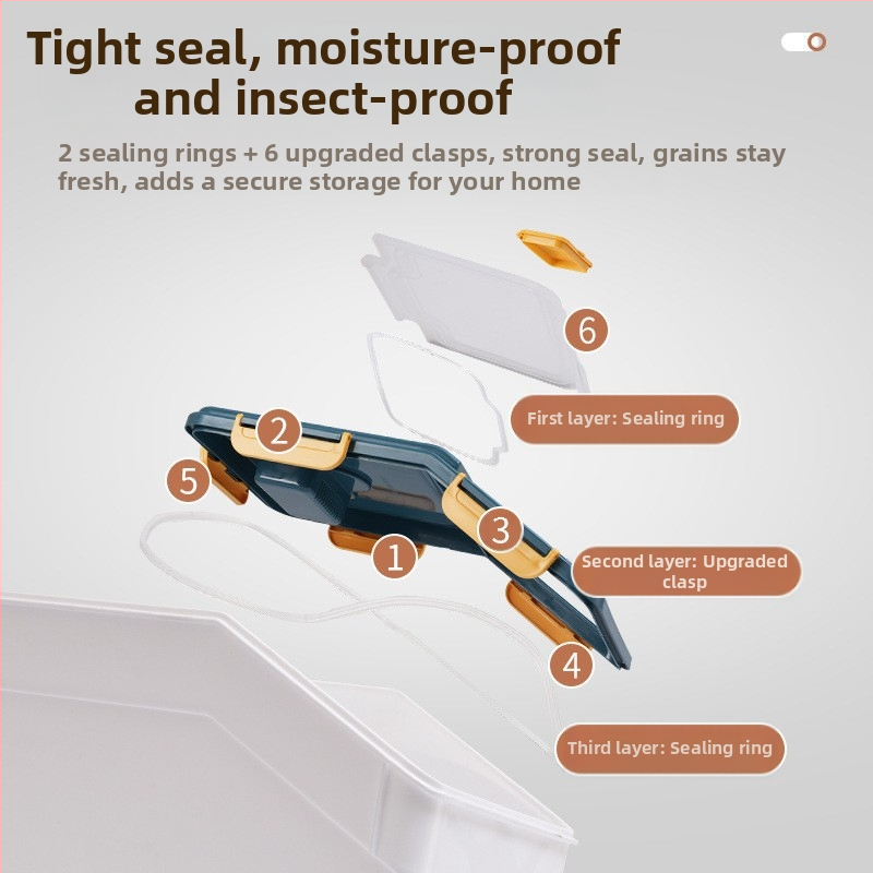 Оризова кофа за съхранение със защита от влага и насекоми • пластмасово PP • капацитет над 10 л • модерен минималистичен стил