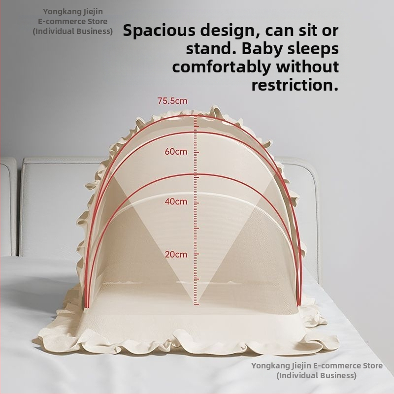 Salokāms guļvates moskītu tīkls zīdaiņiem 0–1 gadu vecumā, ar stiklašķiedras caurulēm