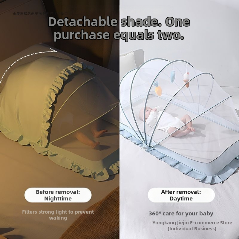 Леглова мрежа против комари за бебета, сгъваема канопа, с рамка от фибростъкло, подходяща за 0–1 година