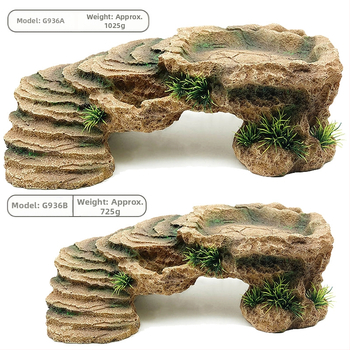 Πλατφόρμα ηλιοθεραπείας και αναρρίχησης χελώνας για ενυδρείο - οικολογική ρητίνη, διακοσμητικό πέτρινο σχέδιο, Harry Pet