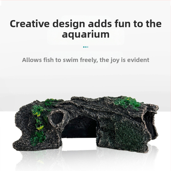 Διάκοσμος ενυδρείου από ρητίνη: κούφιο δέντρο με καταφύγιο-σπήλαιο, βάρος 0.2472 kg