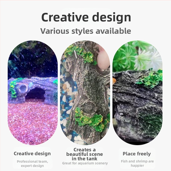 Διάκοσμος ενυδρείου από ρητίνη: κούφιο δέντρο με καταφύγιο-σπήλαιο, βάρος 0.2472 kg