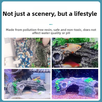 Διάκοσμος ενυδρείου από ρητίνη: κούφιο δέντρο με καταφύγιο-σπήλαιο, βάρος 0.2472 kg