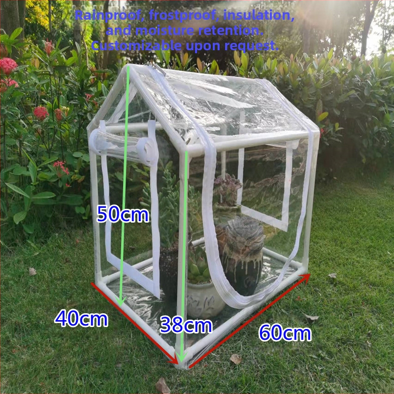 PVC šiltnamis sukulentams – izoliacija ir lietaus atsparumas, prekės ženklas Mika Flower Room, tinkamas sodui, balkonams ir lauke ant palangės