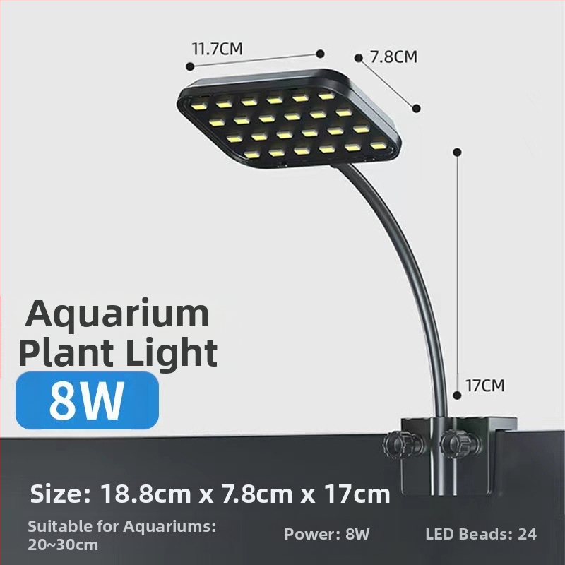 Akváriumi növények klipszes lámpája, műanyag ház, 8W–13W, tömeg 0,5 kg