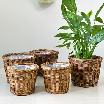 Χειροποίητη πλεκτή γλάστρα από ρατάν για γραφείο ή δάπεδο, αναπνέουσα, βιοδιασπώμενη και ανθεκτική