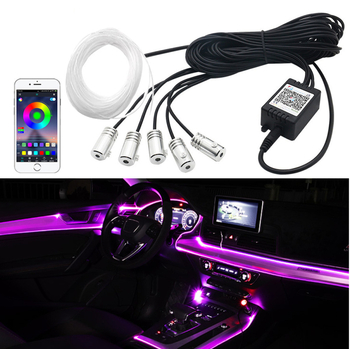 Auto apkārtnes gaisma ar APP balss vadību, RGB iekšējais apgaismojums (Modelis 001, 15W, 12V, 0.12-0.25A, ABS)