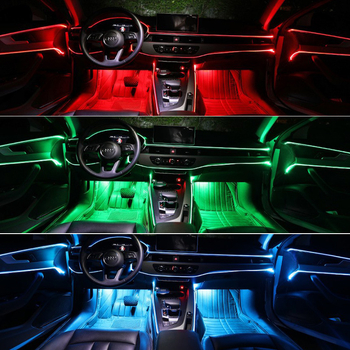Auto apkārtnes gaisma ar APP balss vadību, RGB iekšējais apgaismojums (Modelis 001, 15W, 12V, 0.12-0.25A, ABS)