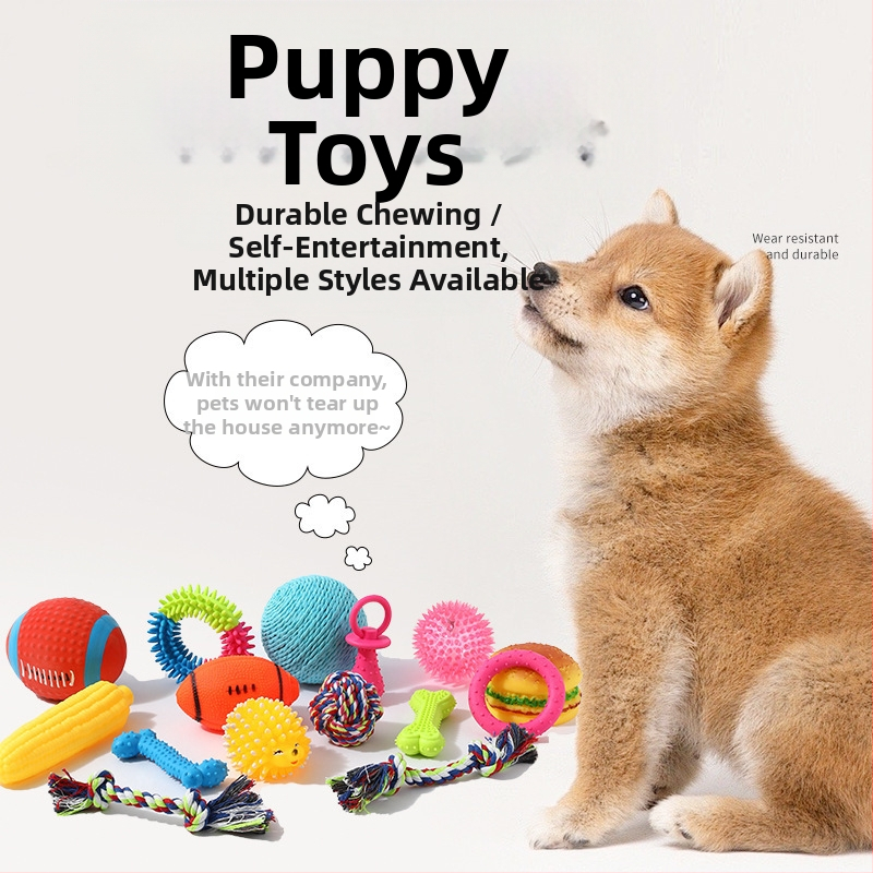 Дъвкалка за кучета – издръжлива играчка от телешка кожа за кученца и малки породи, топка и пръчка за дъвчене.