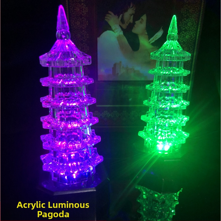 LED светеща акрилна пагода кула, пластмасова конструкция, предназначена за възраст 15–35 години, опаковка: кутия, 3C категория: играчки над 14.