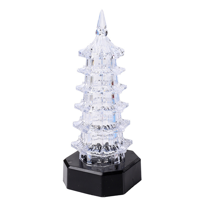 Turn cu pagodă acrilică LED luminos, construcție din plastic, destinat vârstelor 15–35 ani, ambalaj: cutie, categoria 3C: jucării peste 14 ani