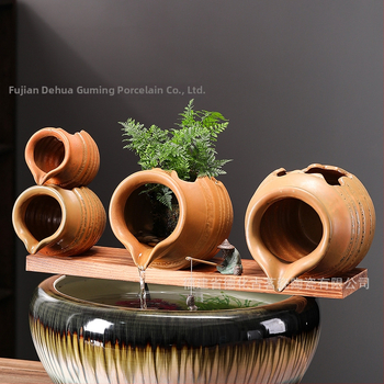 Керамичен циркулиращ воден аквариум за риби — декоративен елемент за двор и интериор, с кислородна филтрация (Материал: керамика; Стил: китайски стил; Повърхностна технология: друга; Обработка и персонализация: Няма; Опаковка: картон)