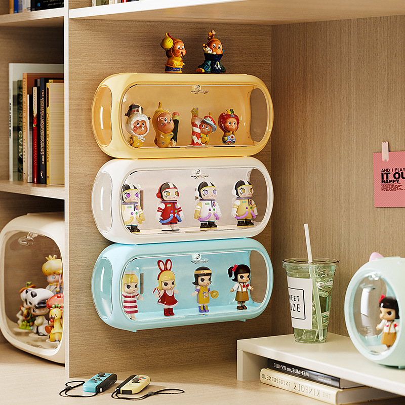 SN3002 stolna kutija za skladištenje — zidni montažni bez bušenja, prašini otporan dizajn kapsule svemira, materijal: plast HIPS+PET (100% novi materijal)